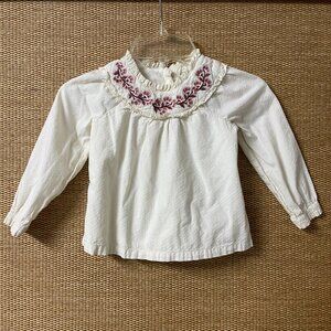 Haute Hippie Blouse Girl's 2T Cream Embroidered Neckline